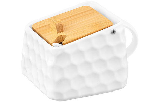 Банка для сыпучих продуктов 750 мл 15*12*10,5 см Соты + ложка + откидная бамбук.крышка - Elan gallery фото 10