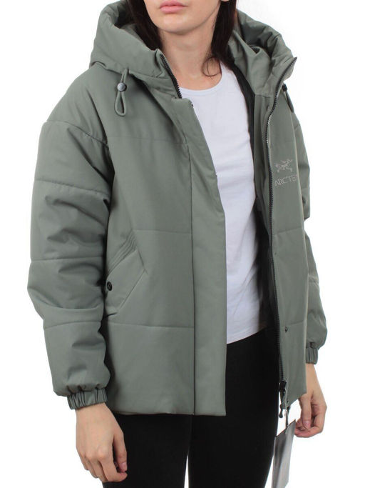 282 GRAY/GREEN Куртка зимняя облегченная женская (верблюжья шерсть)