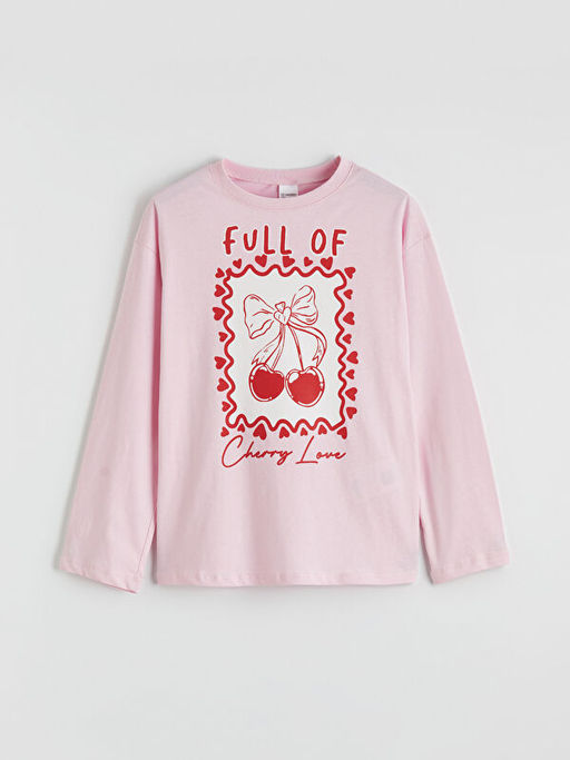 Bisiklet Yaka Bask?l? K?z ?ocuk Pijama Tak?m