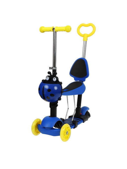 Самокат 5 в 1 GRAFFITI, колёса световые PU 120/80 мм, синий