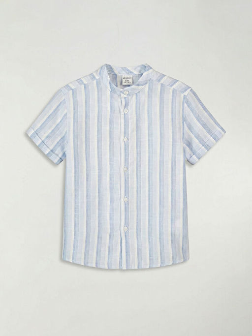 Hakim Yaka K?sa Kollu ?izgili Erkek ?ocuk G?mlek