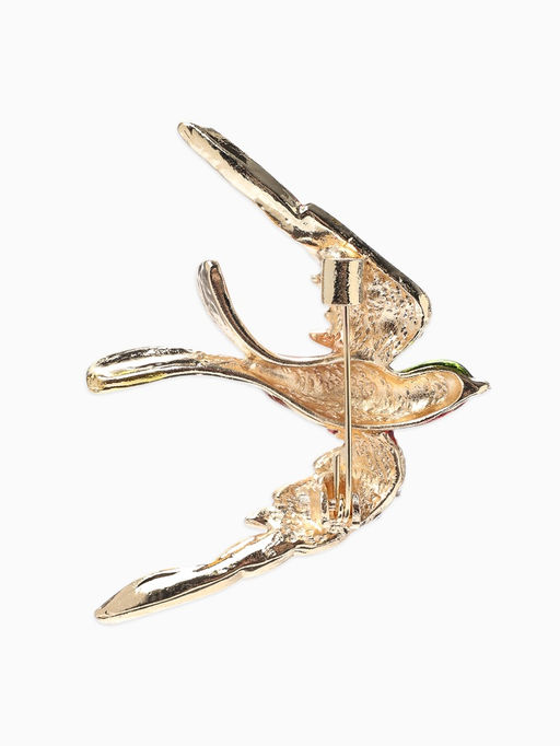 Брошь «Птица» ласточка,  цветная в золоте