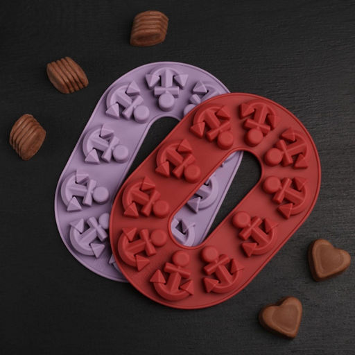 Цена за 2 шт. Форма для шоколада Доляна Якорь, силикон, 20.5?13.5?1 см, 10 ячеек, МИКС фото 10