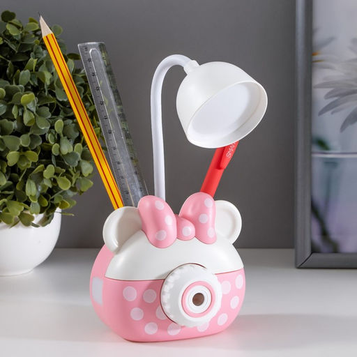 Лампа настольная RISALUX «Гамми», LED, 2 режима, 2 Вт, USB, точилка, розовый, 11.7×7×12 см