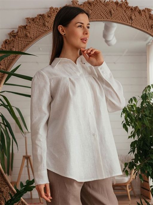 Блузка льняная женская 104Ш белый