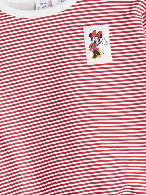 Bisiklet Yaka Minnie Mouse Bask?l? K?z Bebek Sweatshirt ve Tayt 2li