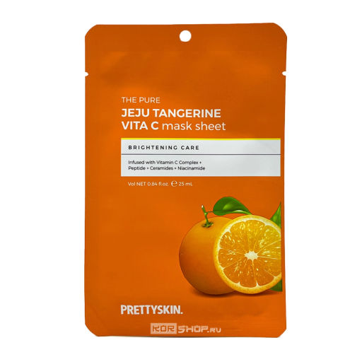 Маска для лица осветляющая с экстрактом мандарина - The Pure Jeju Tangerine Vita C Mask, 25 мл