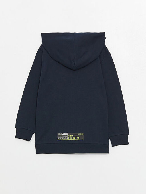 Kap??onlu Bask?l? Uzun Kollu Erkek ?ocuk Fermuarl? Sweatshirt - Waikiki фото 2