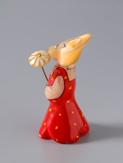 Сувенир «Коза с цветком», 8,5×3,5 см, селенит