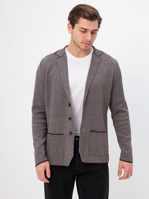 Кардиган мужской GREG G136-KF-жаккард (серый/корич.)