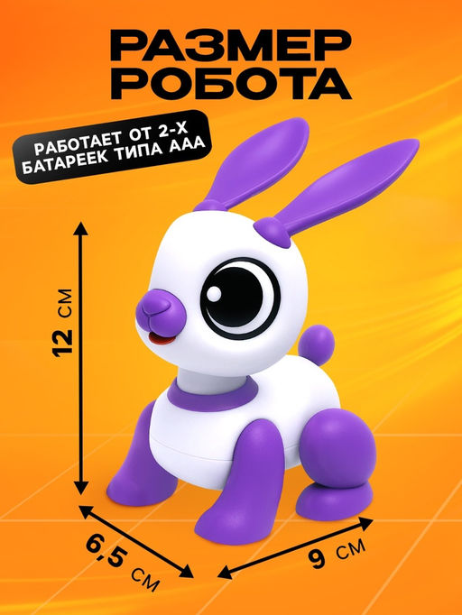 Робот кролик Питомец IQ BOT, интерактивный: с записью звуков, реагирует на хлопки, звук, свет, на батарейках, розовый  фото 3