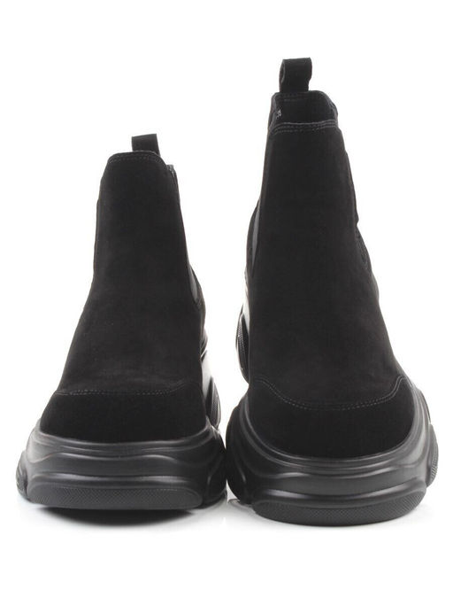 01-H23B-40B BLACK Ботинки демисезонные женские (натуральная замша, байка)