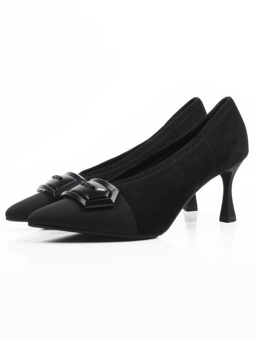 06-P1-7538 BLACK Туфли женские (замша-стрейч искусственная)