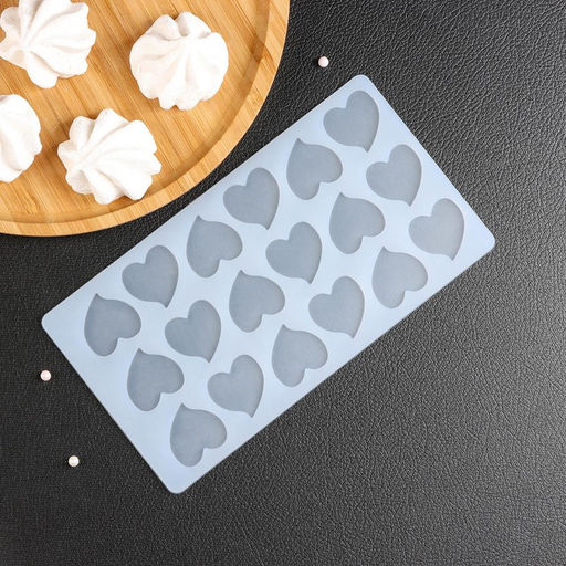 Цена за 2 шт. Форма для шоколада Сердца, силикон, 18 ячеек, 21?11?0.3 см, прозрачная - Simaland фото 3