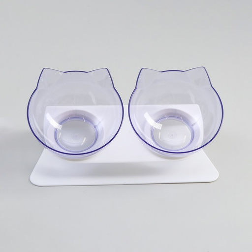 Миски пластиковые на белой подставке 27,5 х 14 х 15 см прозрачные - Пижон фото 2