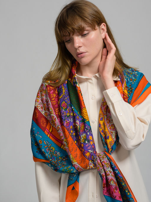 Большой,яркий платок из тонкой шерсти - Tantino фото 5