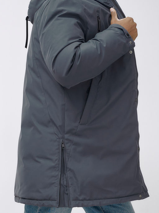 Парка мужская зимняя удлиненная темно-серого цвета 8385TC