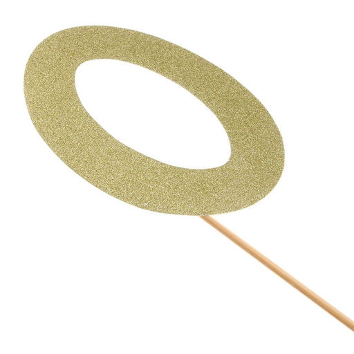 Цена за 6 шт. Топпер в торт 0, цвет золото - Страна карнавалия фото 2