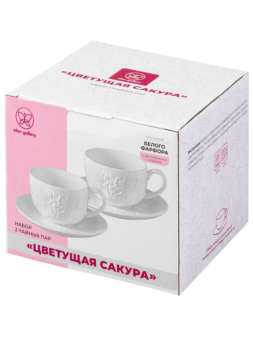 Чайная пара 4 пр. 300 мл 13*10*6,5 см "Цветущая сакура" фарфор