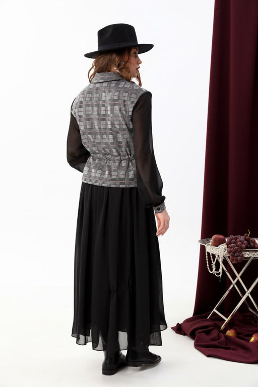 Платье NIKVA н900-4 серая клетка+чёрный фото 4