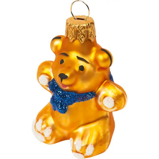 Елочное украшение Медвежонок с бантом с бантом 6см б.уп.синий