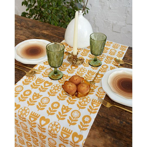 Дорожка на стол Этель Yellow garden 40?149 см, 100% хлопок, саржа 190 г/м?, белая/жёлтая
