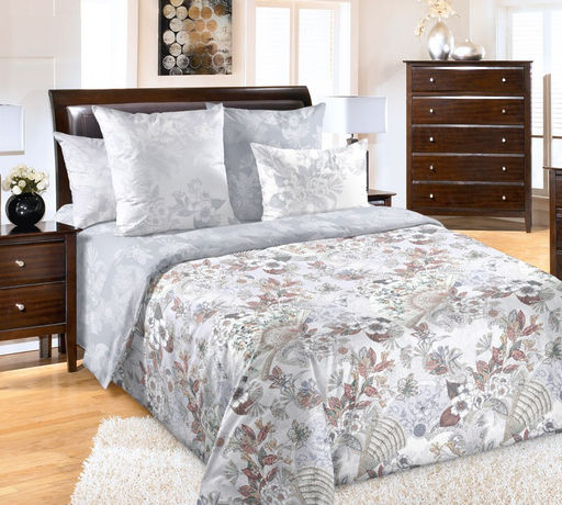 Постельное белье - Перкаль Шелковый веер Евро (молния)