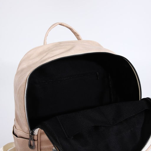 Рюкзак женский из искусственной кожи на молнии, 1 карман, цвет бежевый - Simaland фото 4