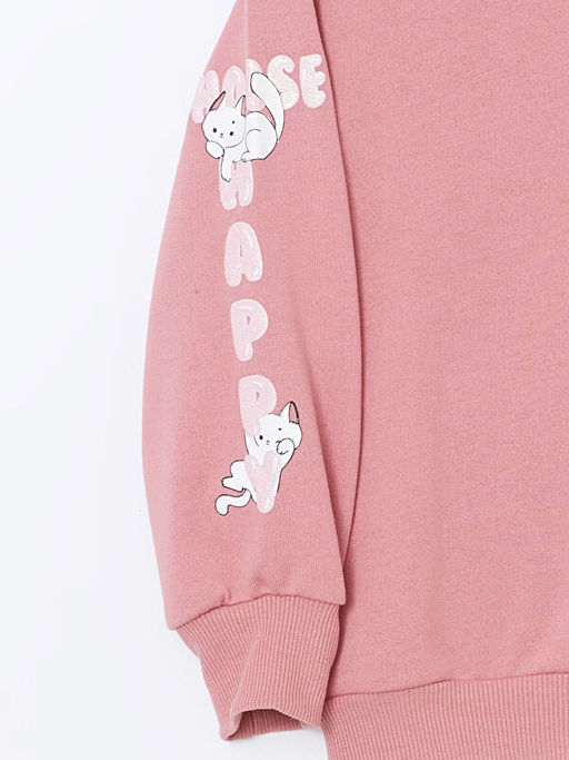 Bisiklet Yaka Bask?l? Uzun Kollu K?z ?ocuk Sweatshirt - Waikiki фото 2