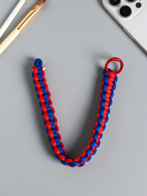 Цена за 2 шт. Брелок для ключей на карабине «Паракорд», шнур 0.5 см, красно-синий, на сумку, рюкзак, 14.5×1.8×0.8 см