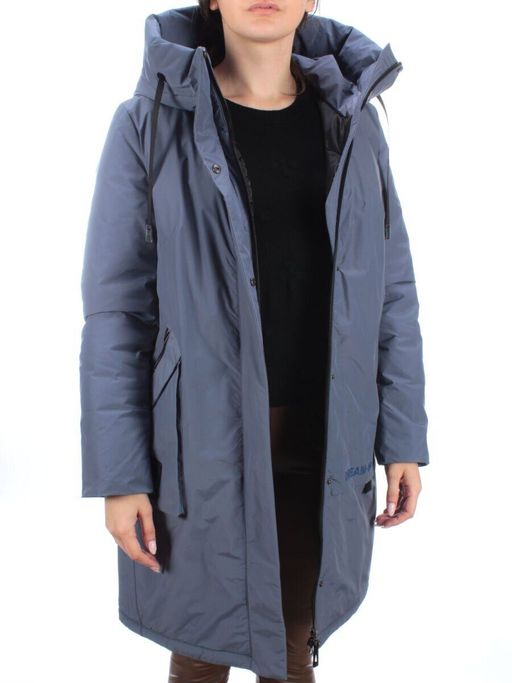 21-968 GRAY/BLUE Пальто женское зимнее (200 гр. холлофайбера) - Фабричный китай фото 7