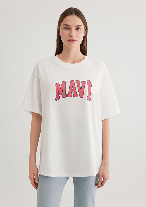 Mavi Logo Bask?l? Beyaz Tisort  фото 3