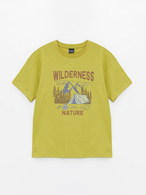 Bisiklet Yaka Bask?l? K?sa Kollu Erkek ?ocuk Ti??rt