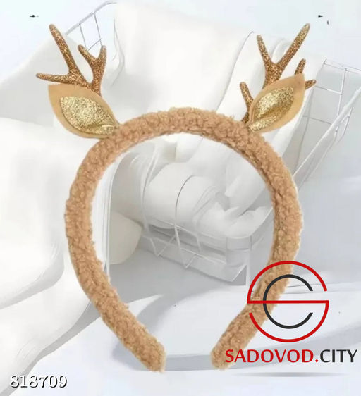 Новогодний ободок с рожками оленя из плюша