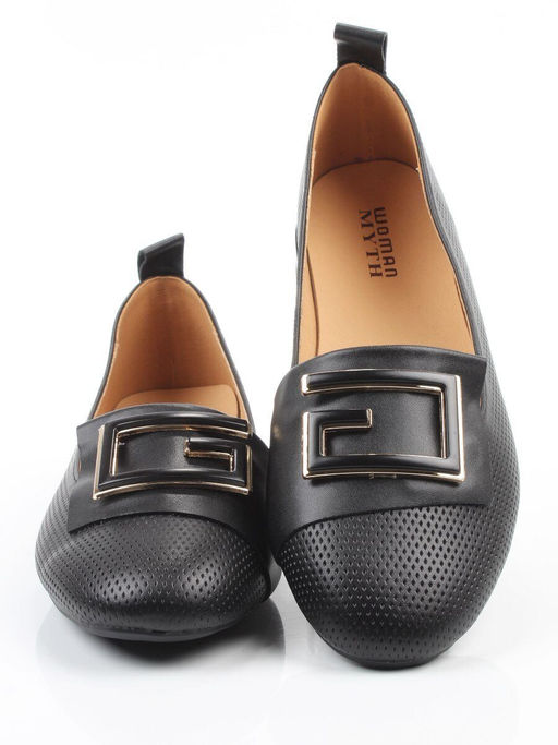 06-M47-56 BLACK Туфли женские на широкую ногу (натуральная кожа)