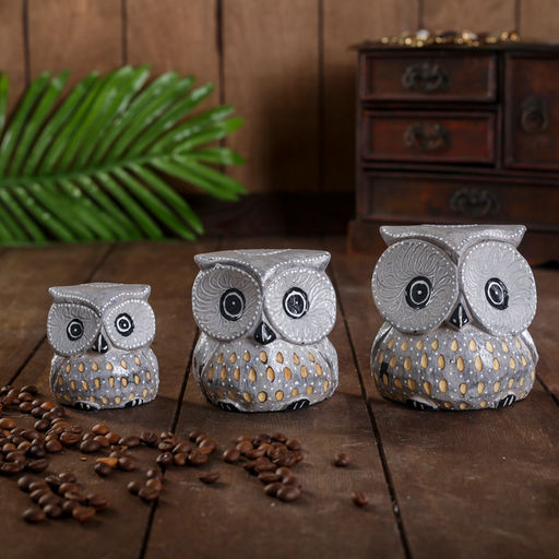 Сувенирный набор «Совы серые пятнистые», 6×19×8 см, дерево