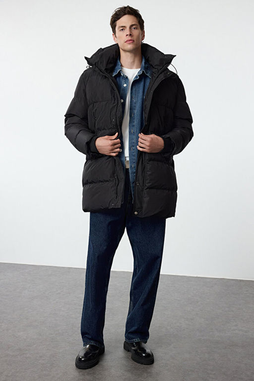 Siyah Regular Fit Kap__onlu Fermuar Cepli _i_me K__l_k Mont TMNAW25MO00021 - Trendyolmilla фото 2