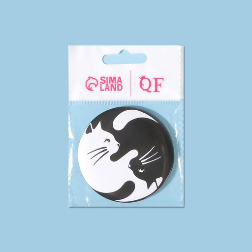 Цена за 2 шт. Зеркало карманное «Кошки», d=7 см, белое, чёрное