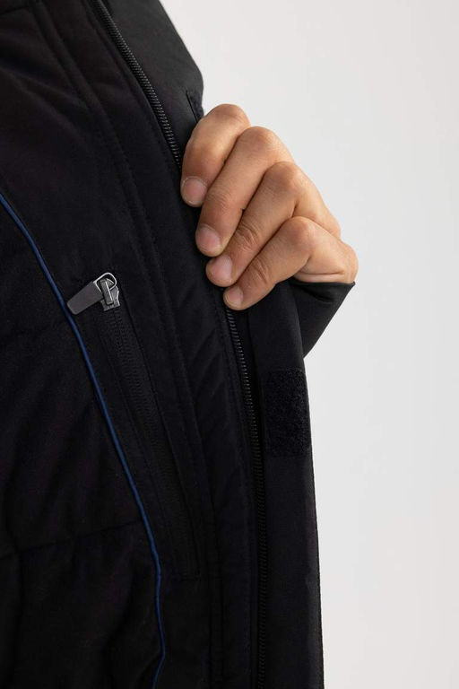 Водоотталкивающее пальто DeFactoFit с капюшоном на флисовой подкладке и на молнии  фото 10