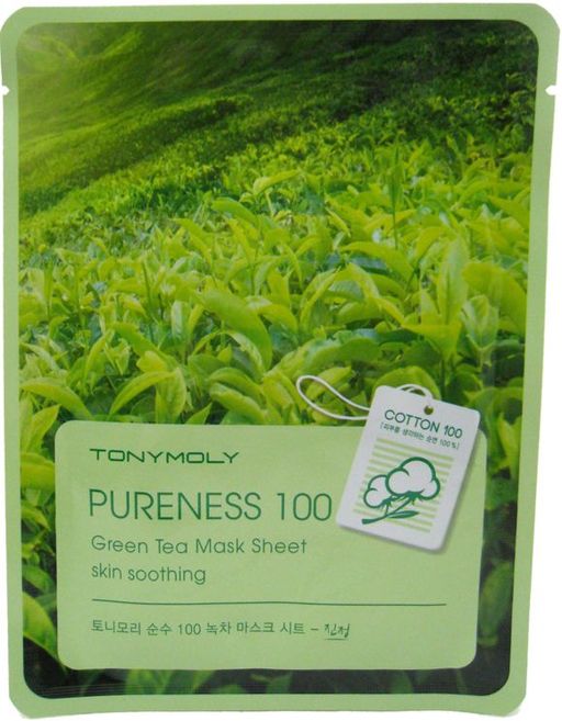 АКЦИЯ! 1ШТ TONYMOLY  Очищающая тканевая маска для лица с экстрактом зелёного чая PURENESS 100 Green