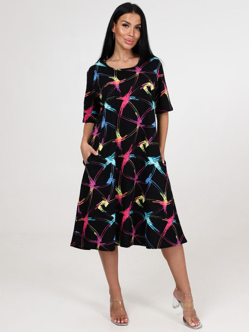 Платье-5 ПЛАТЬЕ ЖЕНСКОЕ (Черный / салют) - А-дина фото 2