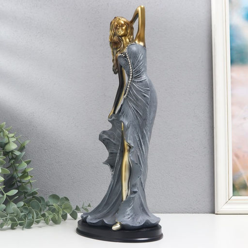 Фигурка полистоун «Девушка в синем вечернем платье со стразами», 11.8×16.5×37 см