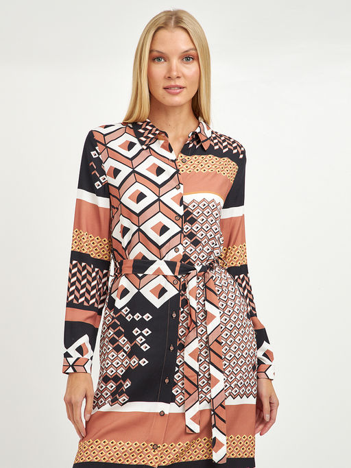 платье миди с длинным рукавом на поясе - Glenfield фото 5