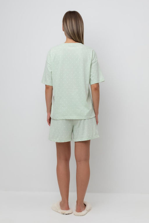 Е 20143/пастельно-зеленый,горошек пижама жен