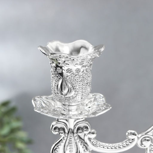 Металлический подсвечник на 3 свечи «Канделябр. Узорный», под серебро, 13×30×28 см