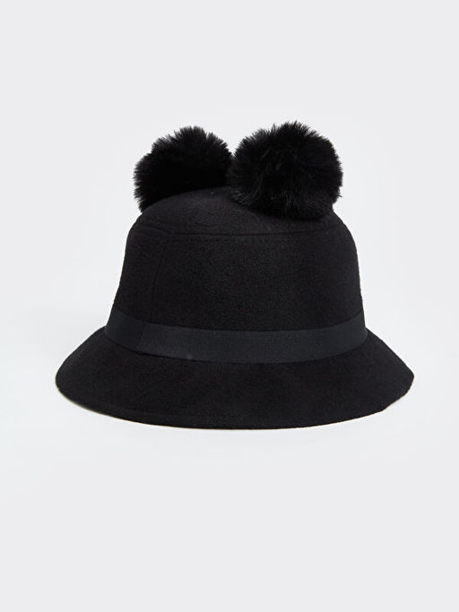 Ponpon Detayl? K?z ?ocuk Bucket ?apka