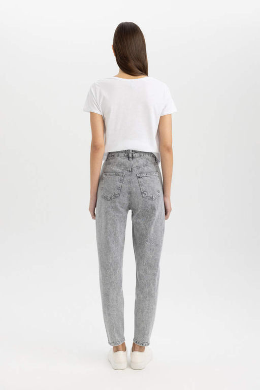 Джинсовые брюки длиной до щиколотки с высокой талией Lina Mom, потертые брюки - Defacto фото 5