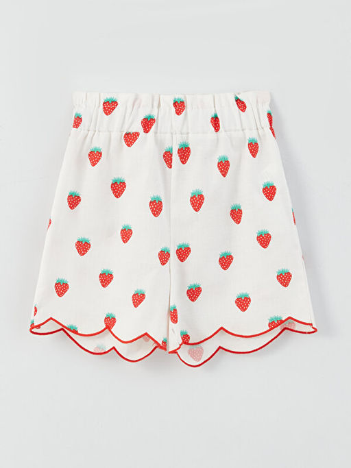 Bisiklet Yaka Bask?l? K?sa Kollu K?z ?ocuk Ti??rt ve ?ort - Waikiki фото 3