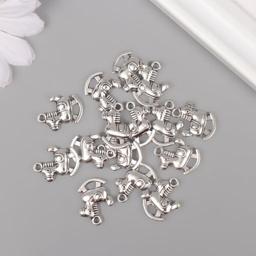 Декор для творчества, новогодняя подвеска Игрушечный конь, серебро, набор 15 шт., 1.41.8 см - Арт узор фото 3