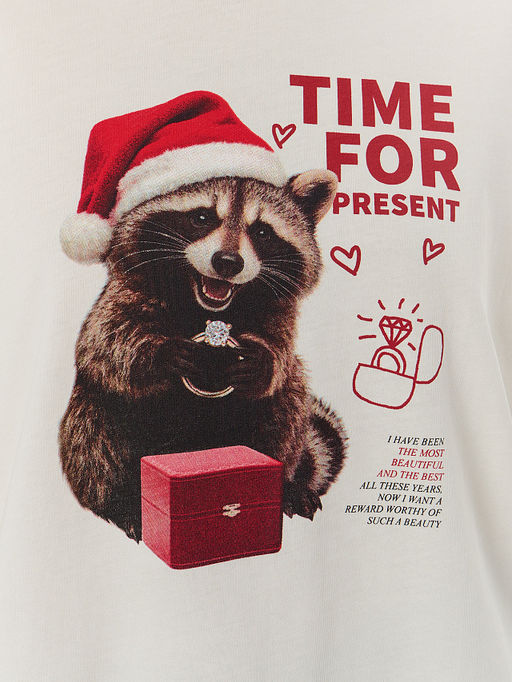 Футболка женская новогодняя с надписью Time for present - Mark formelle фото 4
